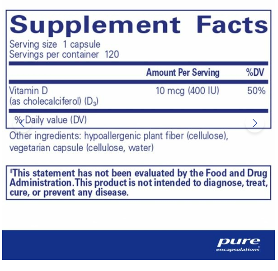 Vitamin D3 10 mcg (400 IU)