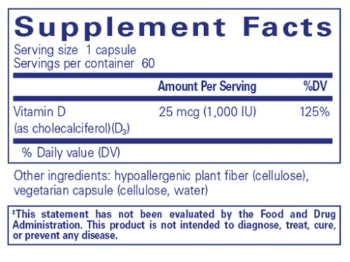 Vitamin D3 25 mcg (1,000 IU)