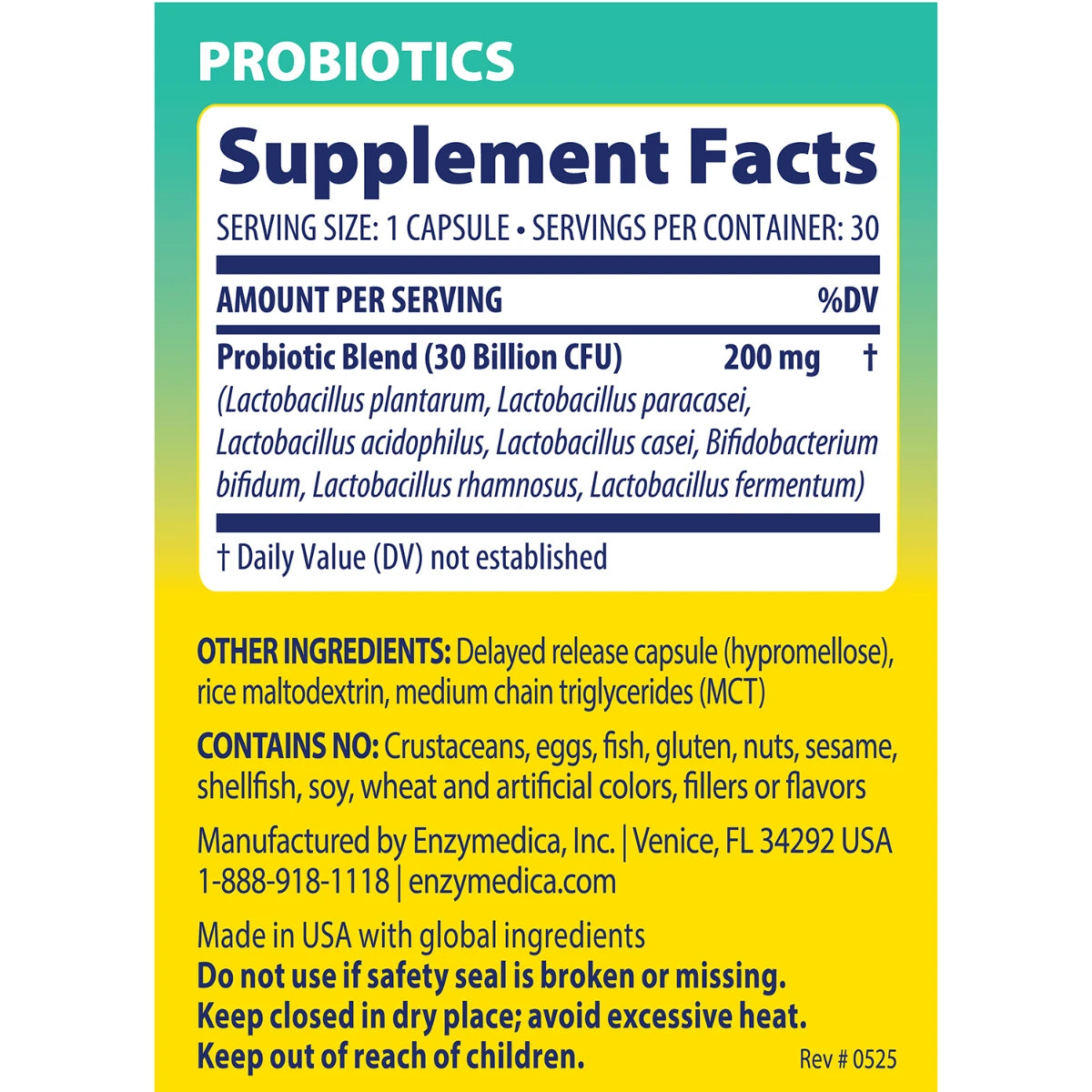 SubCulture Probiotics + Enzymes for Gas & Bloating