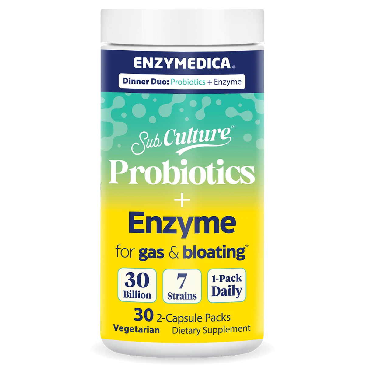 SubCulture Probiotics + Enzymes for Gas & Bloating