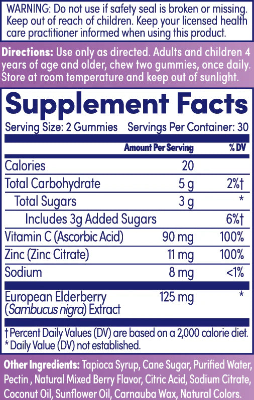 Zand Elderberry Zinc Gummies with Vitamin C