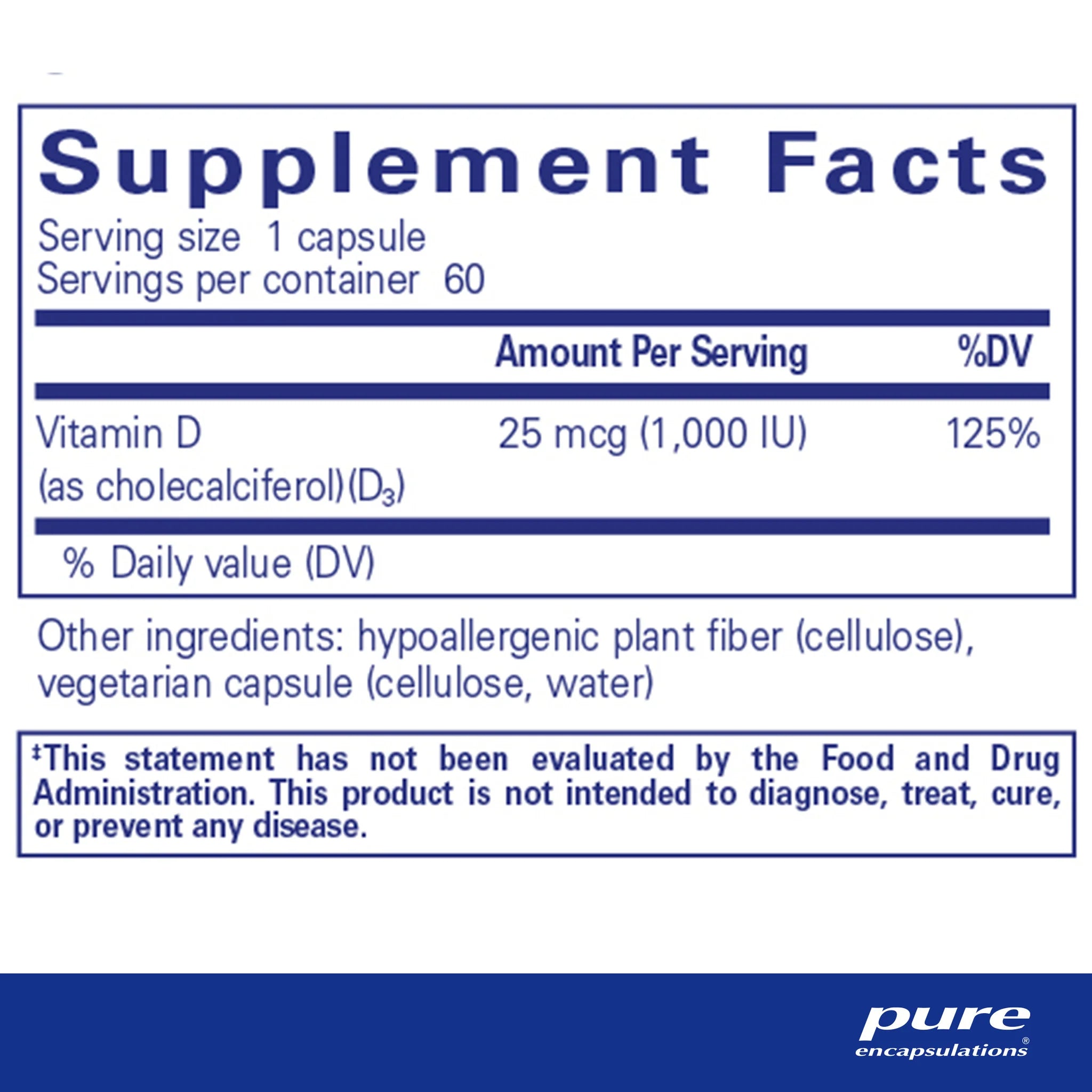 Vitamin D3 25mcg (1,000 IU)