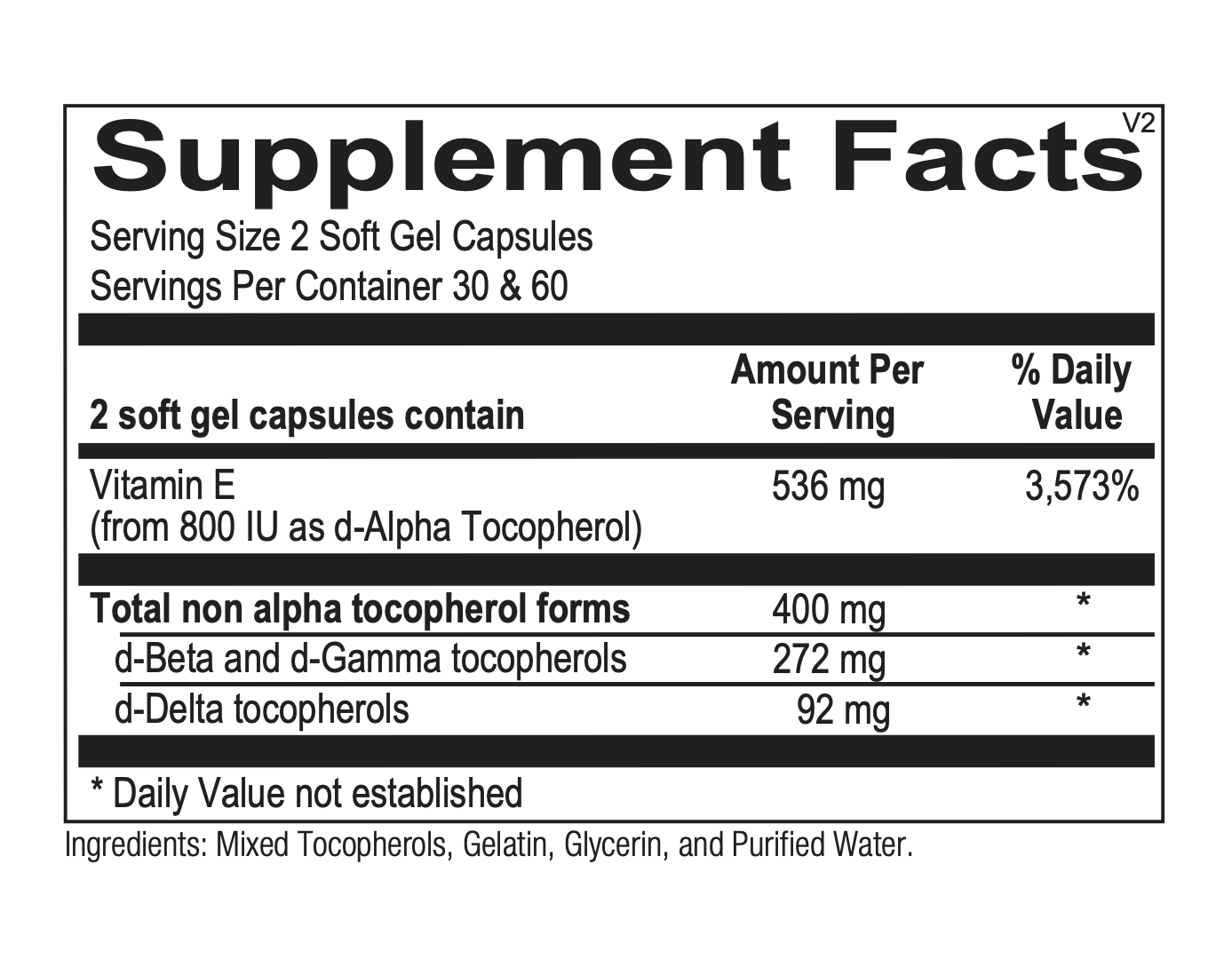 Natural Vitamin E Mixed Tocopherols