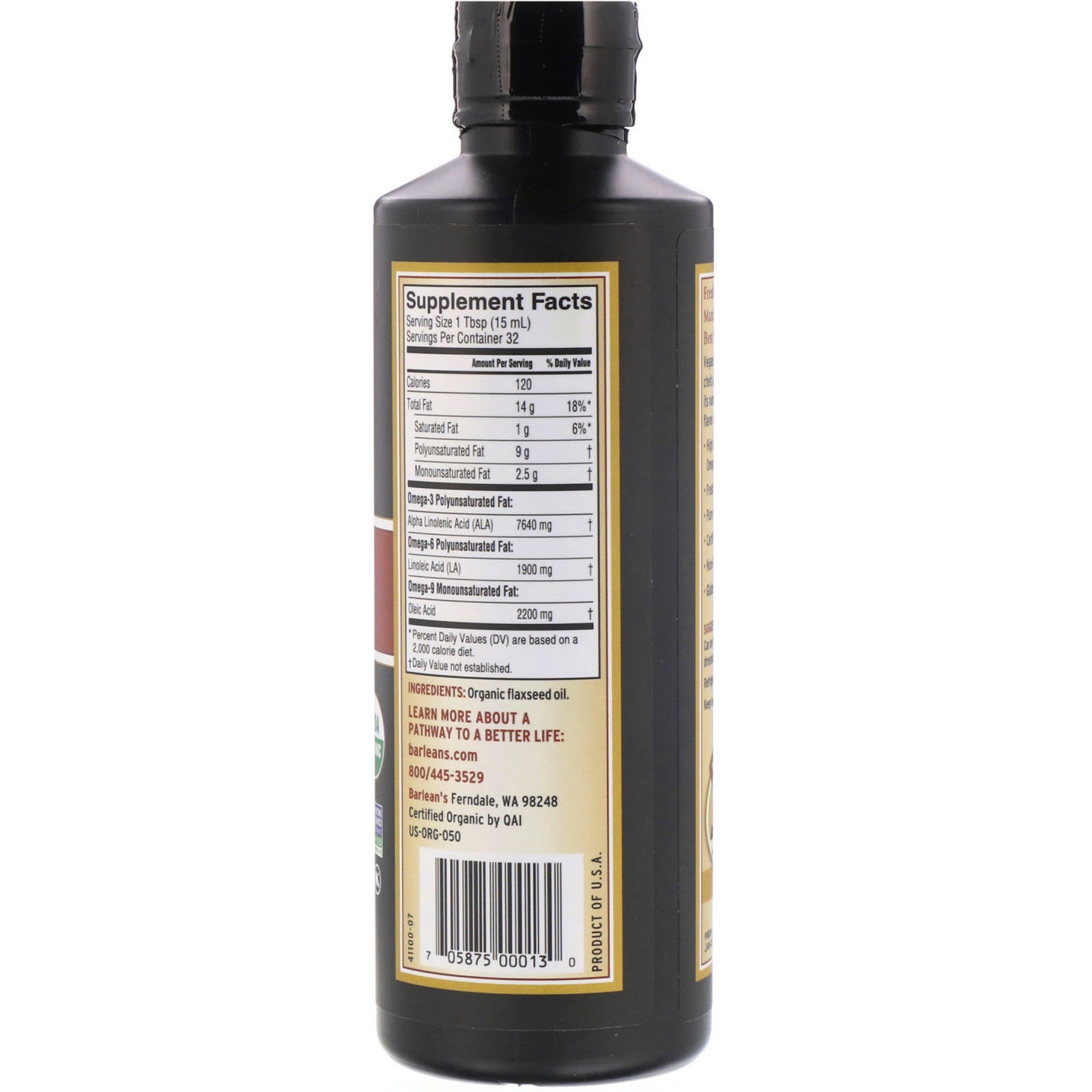 Organic Unrefined Flax Oil 16oz